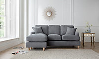 Sofas Express Tenby Charcoal Grey Left Hand Chaise Tailored Pleat Manhattan Sofa