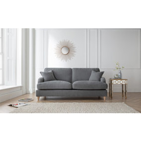 Sofas Express Tenby Charcoal Grey Tailored Pleat Manhattan 3 Seater Sofa