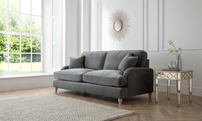 Sofas Express Tenby Charcoal Grey Tailored Pleat Manhattan 3 Seater Sofa