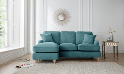 Sofas Express Tenby Emerald Green Left Hand Chaise Tailored Pleat Manhattan Sofa