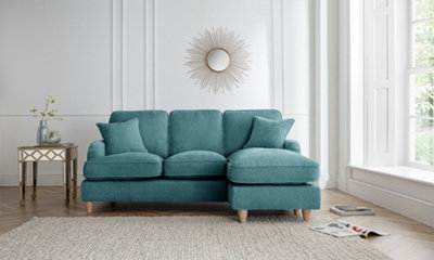 Sofas Express Tenby Emerald Green Right Hand Chaise Tailored Pleat Manhattan Sofa