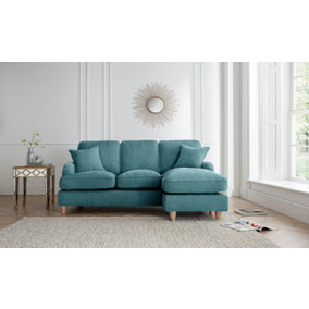 Sofas Express Tenby Emerald Green Right Hand Chaise Tailored Pleat Manhattan Sofa