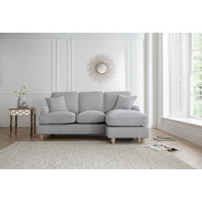 Sofas Express Tenby Ice White Right Hand Chaise Tailored Pleat Manhattan Sofa