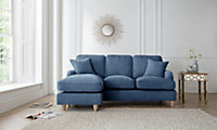 Sofas Express Tenby Navy Blue Left Hand Chaise Tailored Pleat Manhattan Sofa