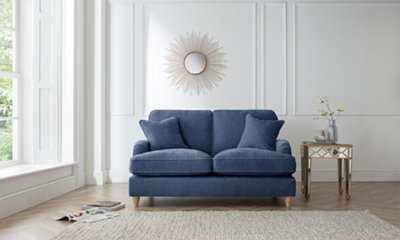 Sofas Express Tenby Navy Blue Tailored Pleat Manhattan 2 Seater Sofa