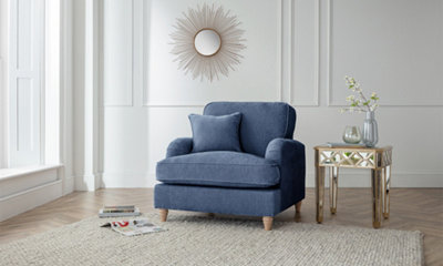 Sofas Express Tenby Navy Blue Tailored Pleat Manhattan Arm Chair