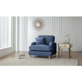 Sofas Express Tenby Navy Blue Tailored Pleat Manhattan Arm Chair