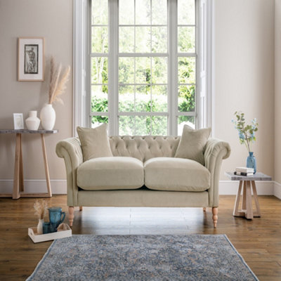 Sofas Express Tulip Beige Putty Velvet 3 Seater sofa