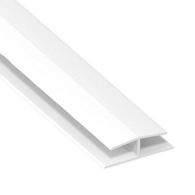 Soffit Joint H Trim - White PVC Plastic Jointing Trim for 9mm Board (L) 1m