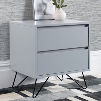 Sofia 2 Drawer Bedside Harbour Mist With Black Feet