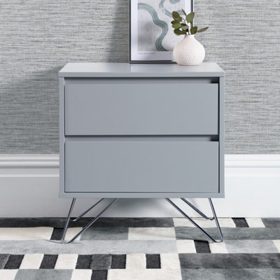 Sofia 2 Drawer Bedside Harbour Mist With Stainless Steel Feet