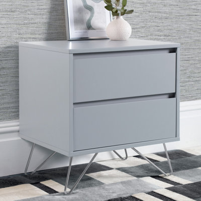 Sofia 2 Drawer Bedside Harbour Mist With Stainless Steel Feet