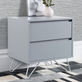 Sofia 2 Drawer Bedside Harbour Mist With White Feet