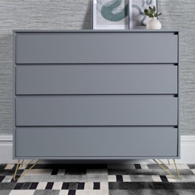 Sofia 4 Drawer Chest Harbour Mist With Brass Steel Feet