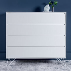 Sofia 4 Drawer Chest White With White Feet