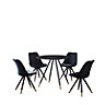 Sofia Dorchester LUX Dining Set, a Table and Chairs Set of 4, Black/Black
