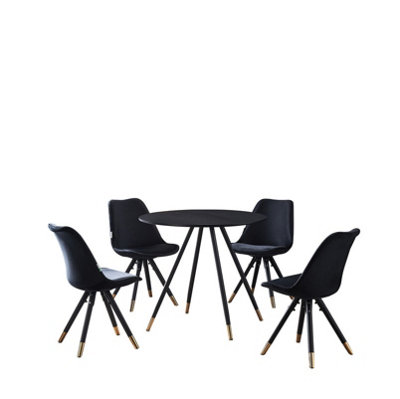 Sofia Dorchester LUX Dining Set, a Table and Chairs Set of 4, Black/Black