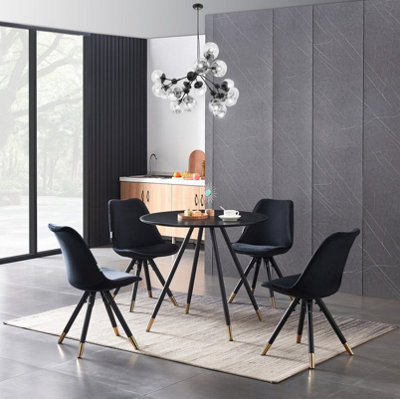 Sofia Dorchester LUX Dining Set, a Table and Chairs Set of 4, Black/Black