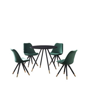 Sofia Dorchester LUX Dining Set, a Table and Chairs Set of 4, Black/Green