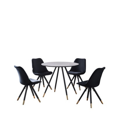 Sofia Dorchester LUX Dining Set, a Table and Chairs Set of 4, Grey/Black