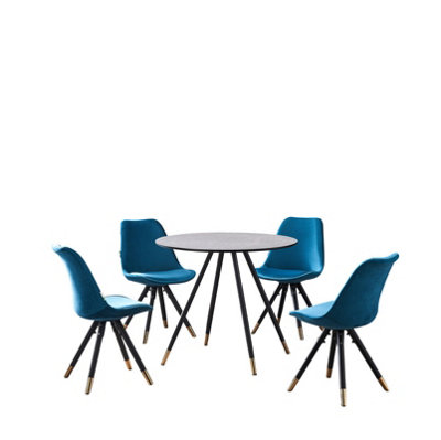 Sofia Dorchester LUX Dining Set, a Table and Chairs Set of 4, Grey/Blue