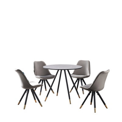 Sofia Dorchester LUX Dining Set, a Table and Chairs Set of 4, Grey/Dark Grey