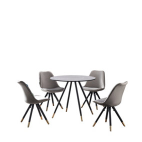 Sofia Dorchester LUX Dining Set, a Table and Chairs Set of 4, Grey/Dark Grey