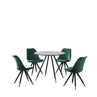 Sofia Dorchester LUX Dining Set, a Table and Chairs Set of 4, Grey/Green