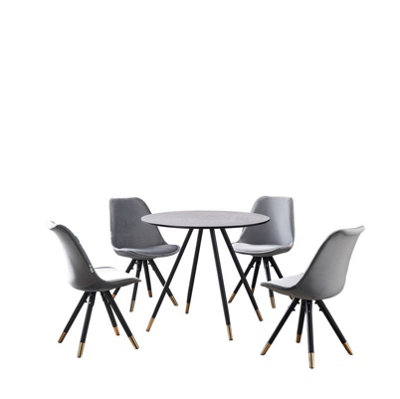 Sofia Dorchester LUX Dining Set, a Table and Chairs Set of 4, Grey/Light Grey