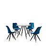 Sofia Dorchester LUX Dining Set, a Table and Chairs Set of 4, White/Blue