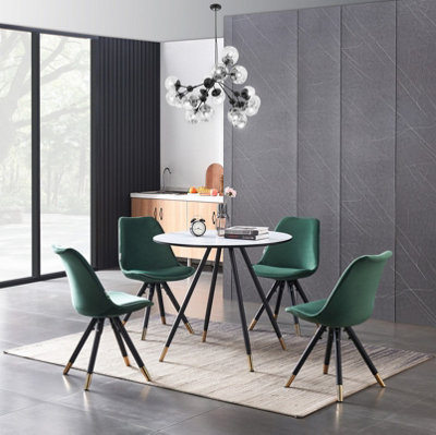 Sofia Dorchester LUX Dining Set, a Table and Chairs Set of 4, White/Green