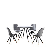 Sofia Dorchester LUX Dining Set, a Table and Chairs Set of 4, White/Light Grey