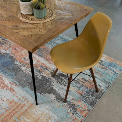 Soft Abstract Distressed Multicloured Fireside Living Area Rug 120cm x ...