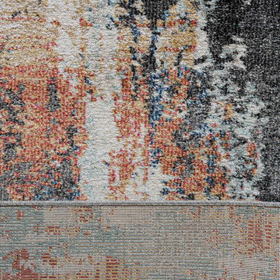 Soft Abstract Distressed Multicloured Fireside Living Area Rug 120cm x ...