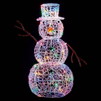 Soft Acrylic LED Christmas Snowman Multi Colour Light Up Xmas Garden ...