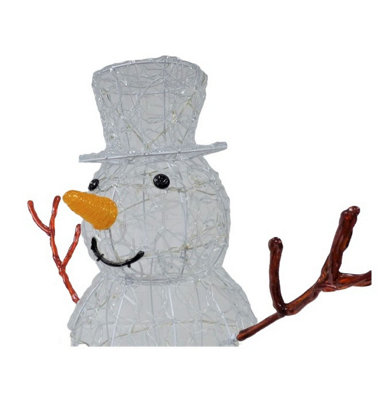 Illuminated Outdoor Solar Powered Glass Snowman Sculpture