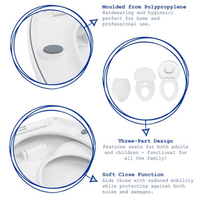 Soft Close Family Toilet Seat - White - 1pc