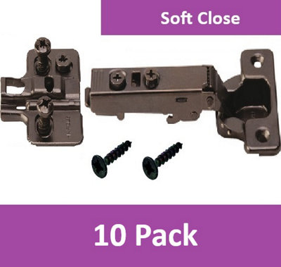 Soft Close Kitchen Cabinet Door Hinges, Black Nickel Finish (10 Pack) Full Overlay 110Degree Cupboard Hinge