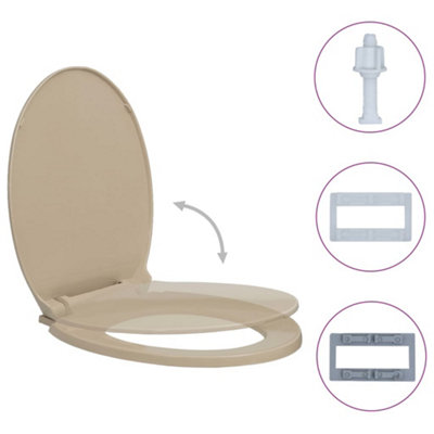 Soft-Close Toilet Seat Beige Oval - 3