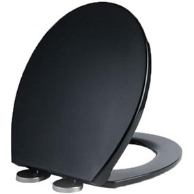 Soft Close Toilet Seat with Quick Release for Easy Clean - Black