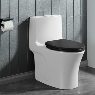 Black elongated soft toilet seat discount