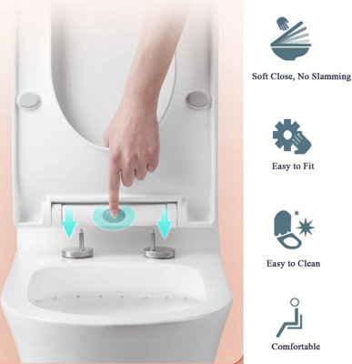 Soft Close Toilet Seat with Quick Release for Easy Clean