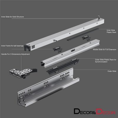 Soft Close Undermount Drawer Runner For 400mm Drawer Length ...