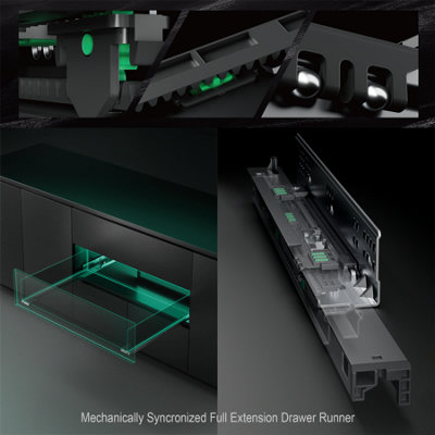 Soft Close Undermount Drawer Runner For 600mm Drawer Length ...