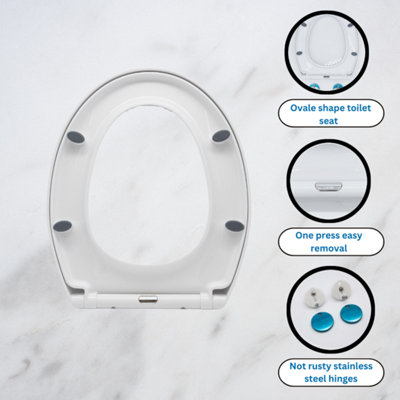 Soft Close White  Plastic Toilet Seat - 3