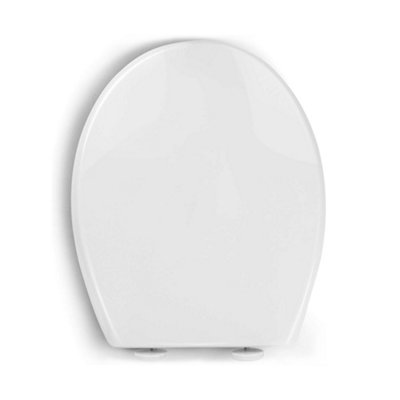 Soft Close White Toilet Seat - Luxury Bathroom Slow Seats Wc Heavy Duty D Shaped Easy to Install Fittings Included Home