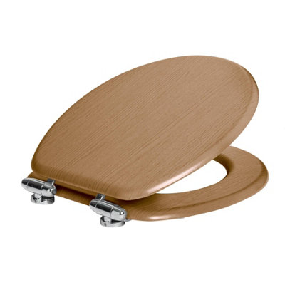 Soft Close Wooden Toilet Seat Dark Oak 1pc DIY at B&Q