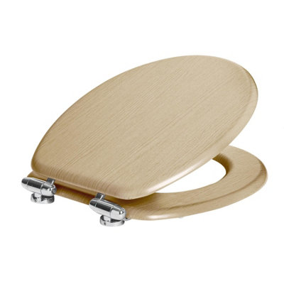 Soft Close Wooden Toilet Seat - Light Oak - 1pc