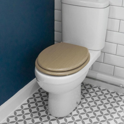 Soft Close Wooden Toilet Seat - Light Oak - 1pc - 5