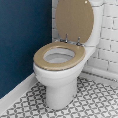 Soft Close Wooden Toilet Seat - Light Oak - 1pc - 6